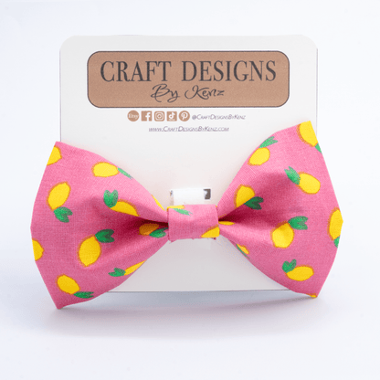 Pink Lemonade Collar - Craft Designs By Kenz - Bowtie - Personalized Pet Collar