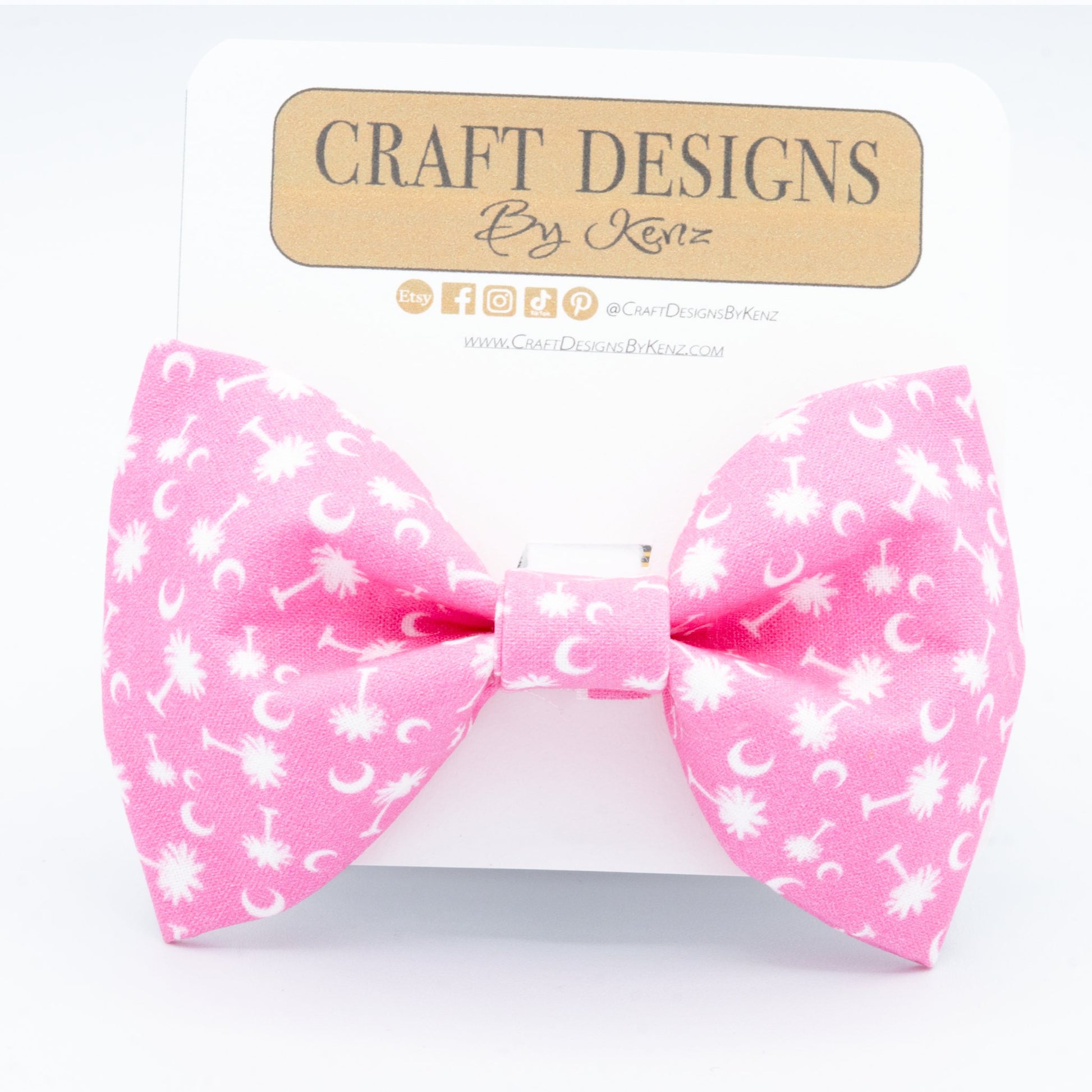 Pink Palmetto Dog Collar - Craft Designs By Kenz - XS - 