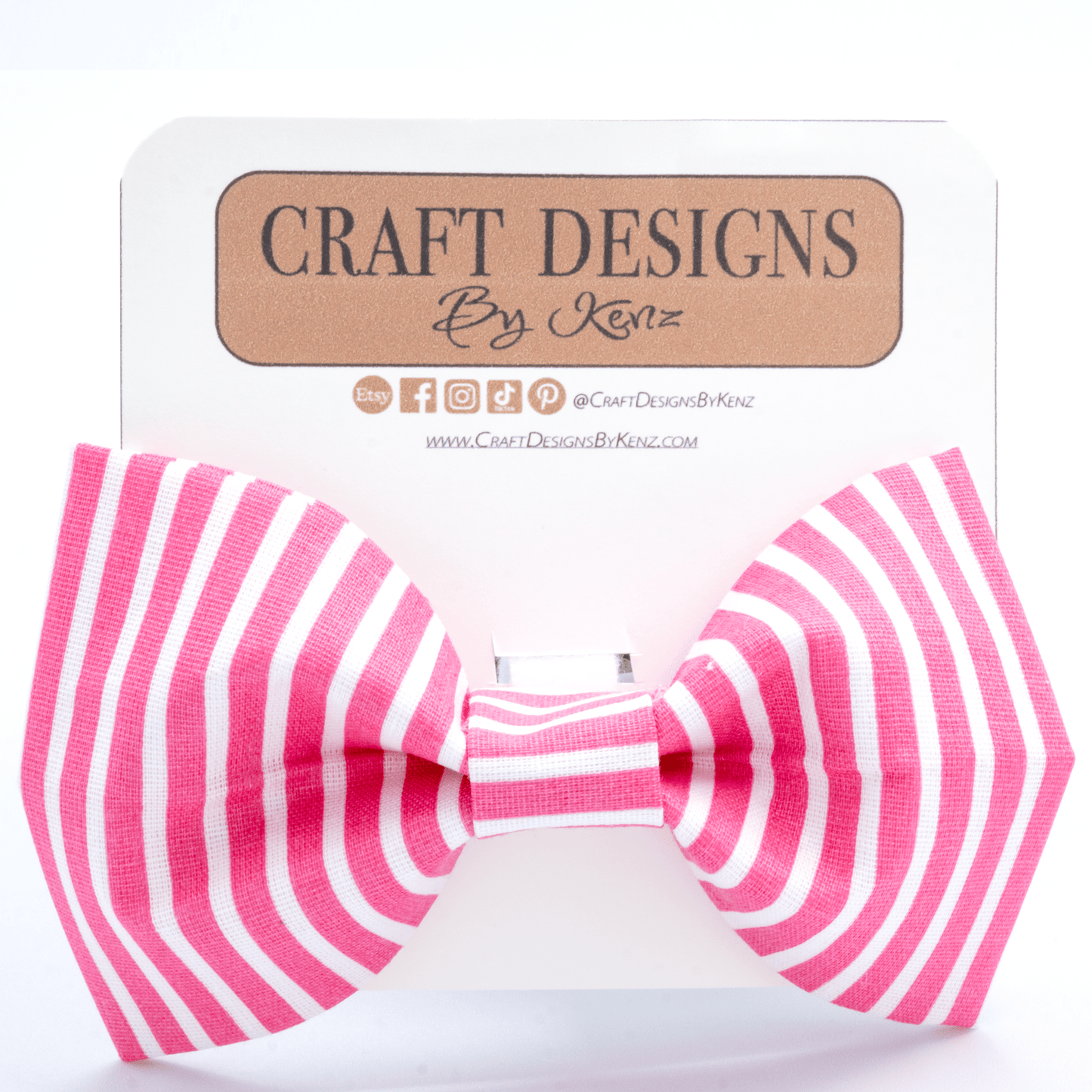 Pink Striped Collar - Craft Designs By Kenz - Bowtie - Collar Set