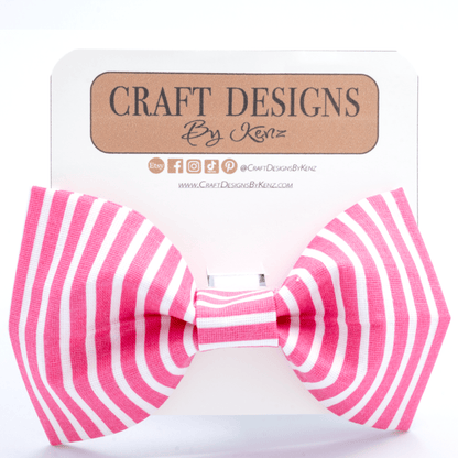 Pink Striped Collar - Craft Designs By Kenz - Bowtie - Collar Set