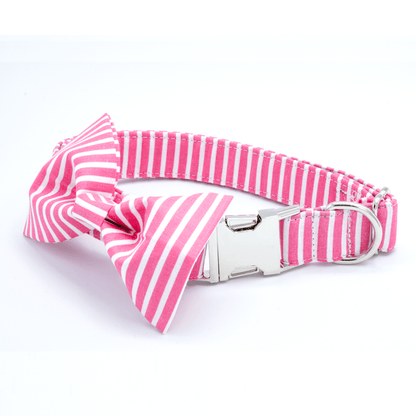 Pink Striped Collar - Craft Designs By Kenz - Collar & Bowtie - Collar Set