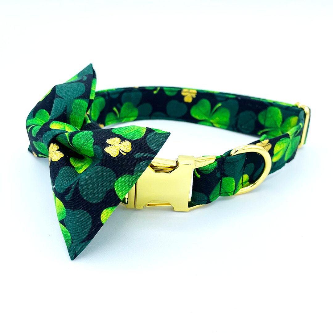 St Patrick's Day Collar - Clover Dog Collar - Craft Designs By Kenz - XS - Personalized Pet Collar