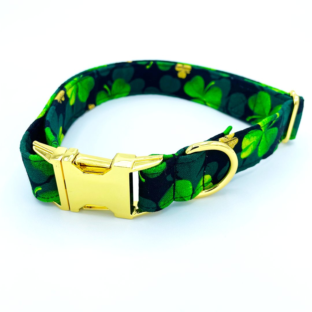 St Patrick's Day Collar - Clover Dog Collar - Craft Designs By Kenz - XS - Personalized Pet Collar