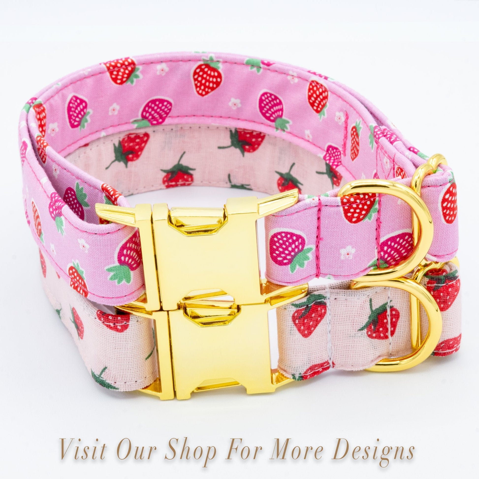 Strawberry Pink Dog Collar - Craft Designs By Kenz - Bowtie - Personalized Pet Collar