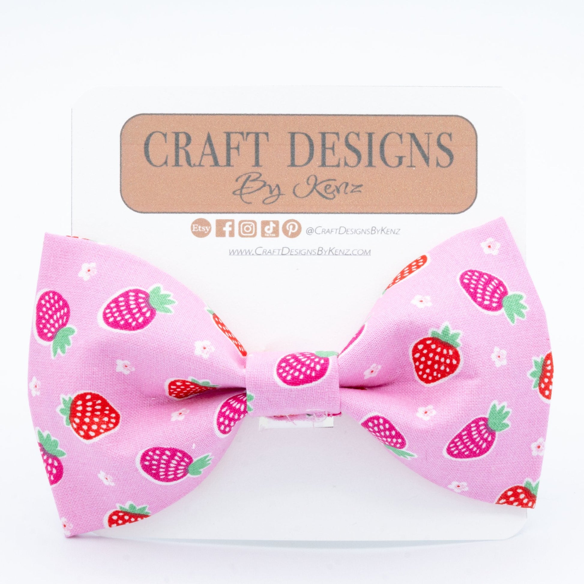 Strawberry Shortcake Dog Collar - Craft Designs By Kenz - Bowtie - Personalized Pet Collar