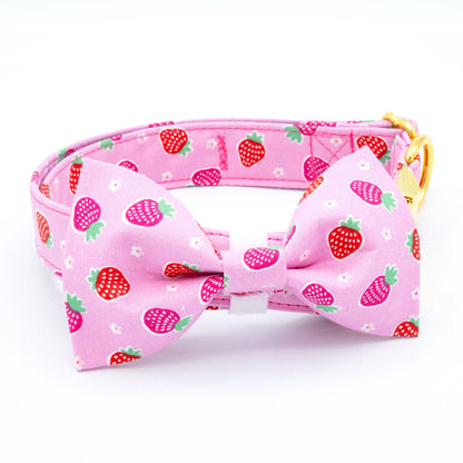 Strawberry Shortcake Dog Collar - Craft Designs By Kenz - Bowtie - Personalized Pet Collar