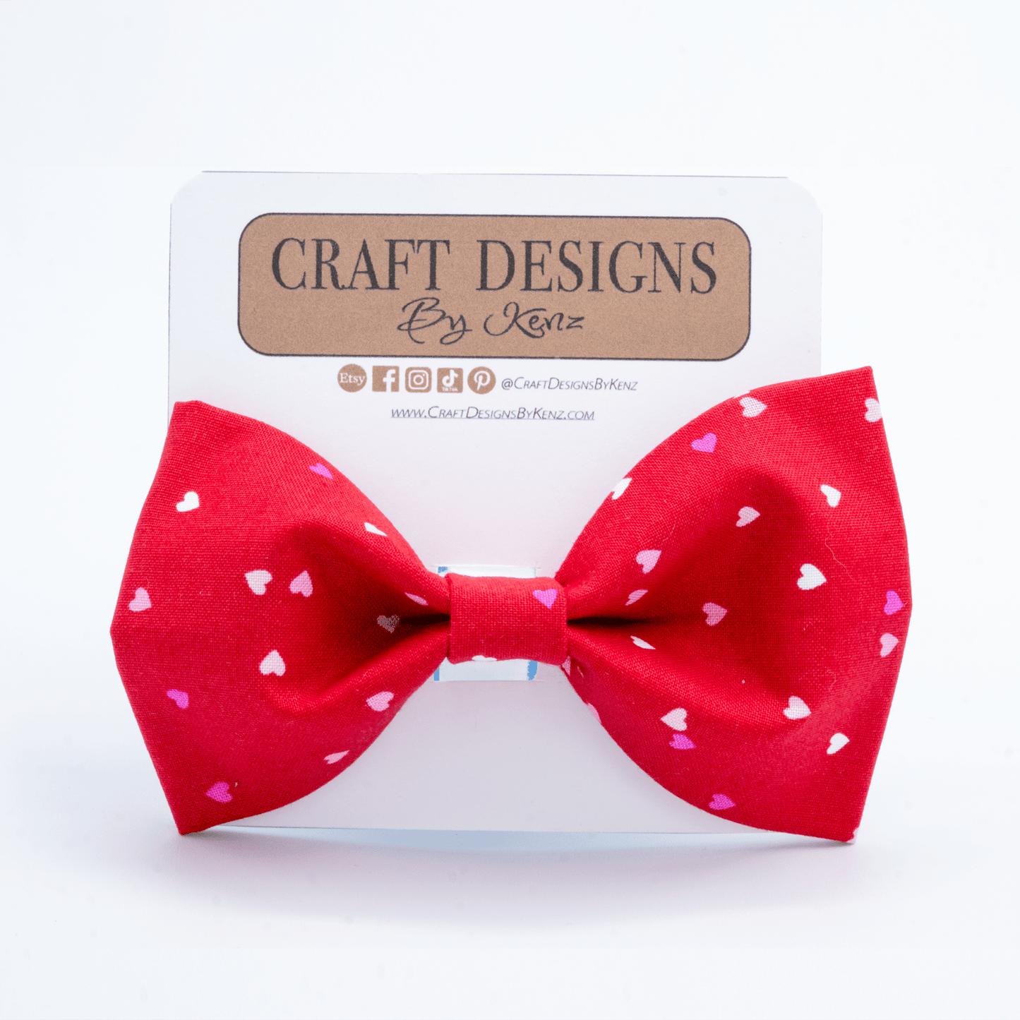 Valentines Day Tiny Hearts - Craft Designs By Kenz - Bowtie - Personalized Pet Collar