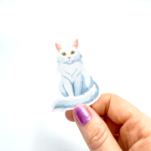 White Cat Sticker - Craft Designs By Kenz - Sticker